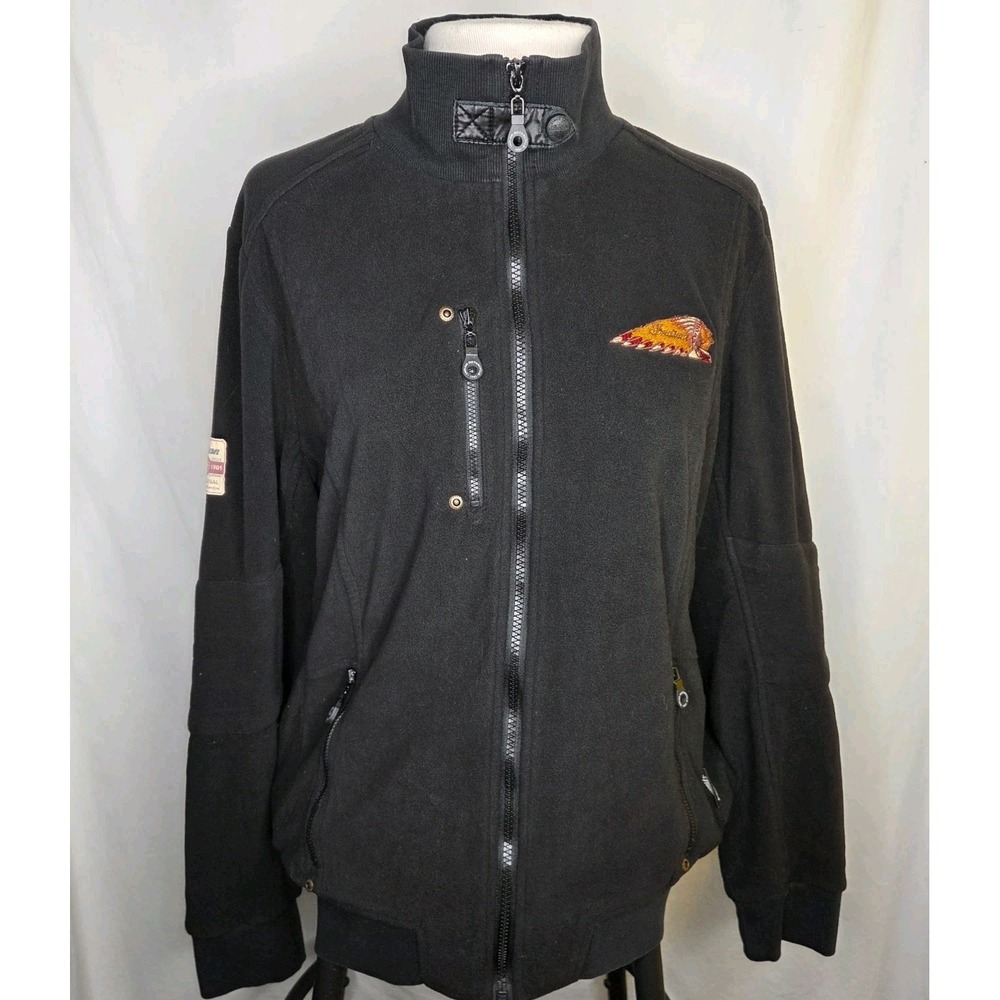 Indian Motorcycle Women's Full Zip Black Fleece Jacket XL